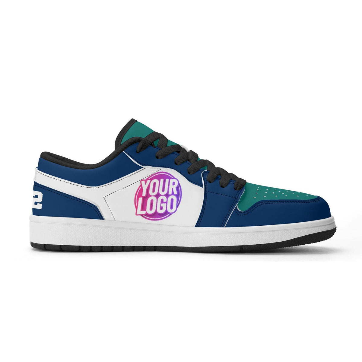 Custom Seattle-Inspired Low-Top Sneakers | Personalized Blue & Teal Shoes | Unisex and Kids Gift