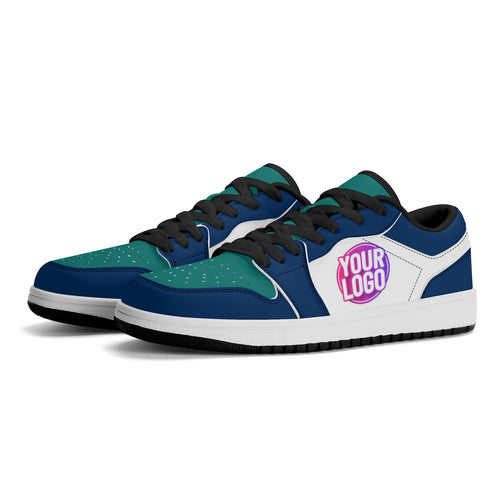 Custom Seattle-Inspired Low-Top Sneakers | Personalized Blue & Teal Shoes | Unisex and Kids Gift
