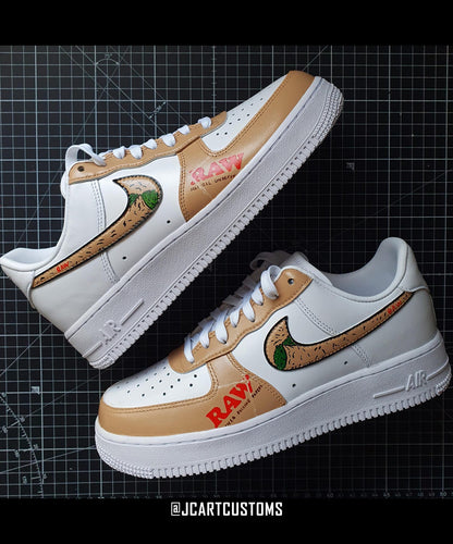 RAW cool Custom Painted shoes Design Smoke green weed, stylish gift brand painted handmade, handcrafted, wear style cream, green, gift funny