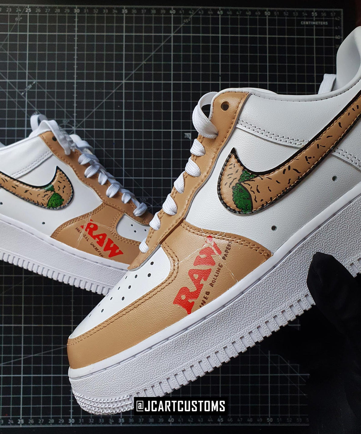 RAW cool Custom Painted shoes Design Smoke green weed, stylish gift brand painted handmade, handcrafted, wear style cream, green, gift funny