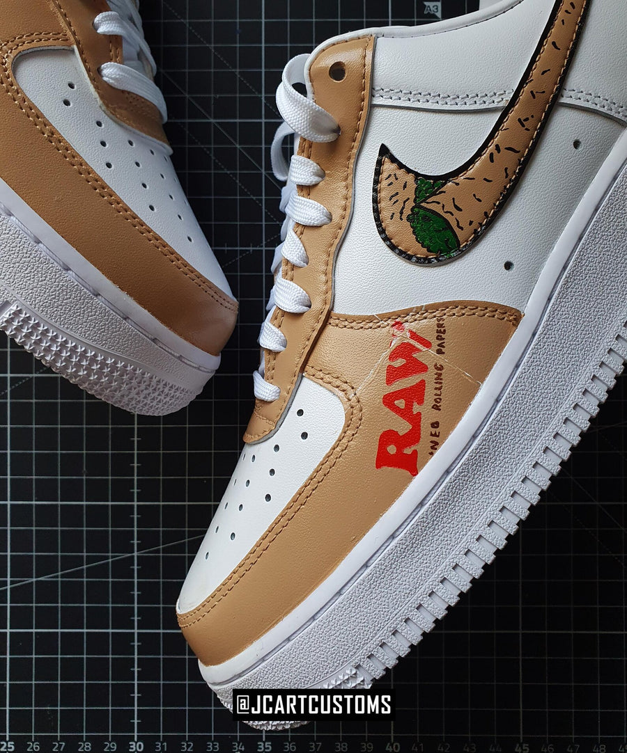 RAW cool Custom Painted shoes Design Smoke green weed, stylish gift brand painted handmade, handcrafted, wear style cream, green, gift funny