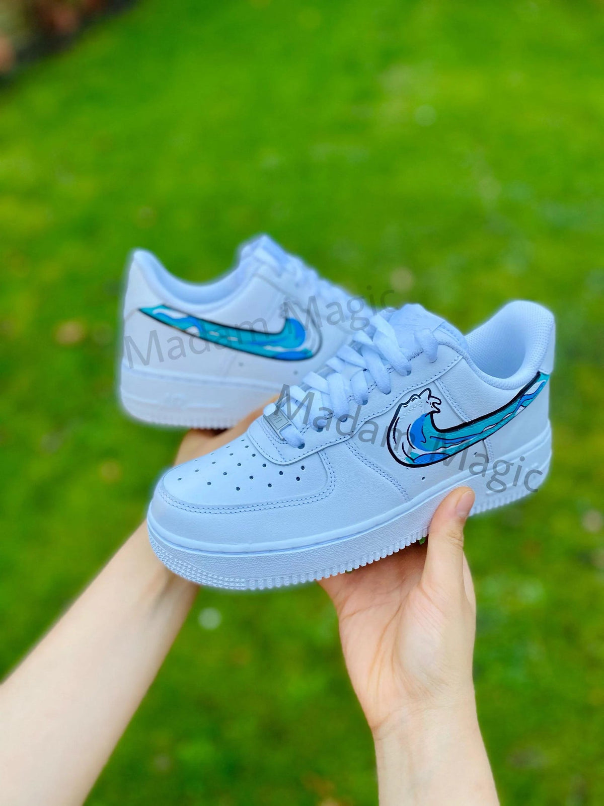 Hand Painted Custom Air Force 1 Low Cartoon Wave AF1 Customized Made to Order Woman Man Sneakers Handmade Shoes