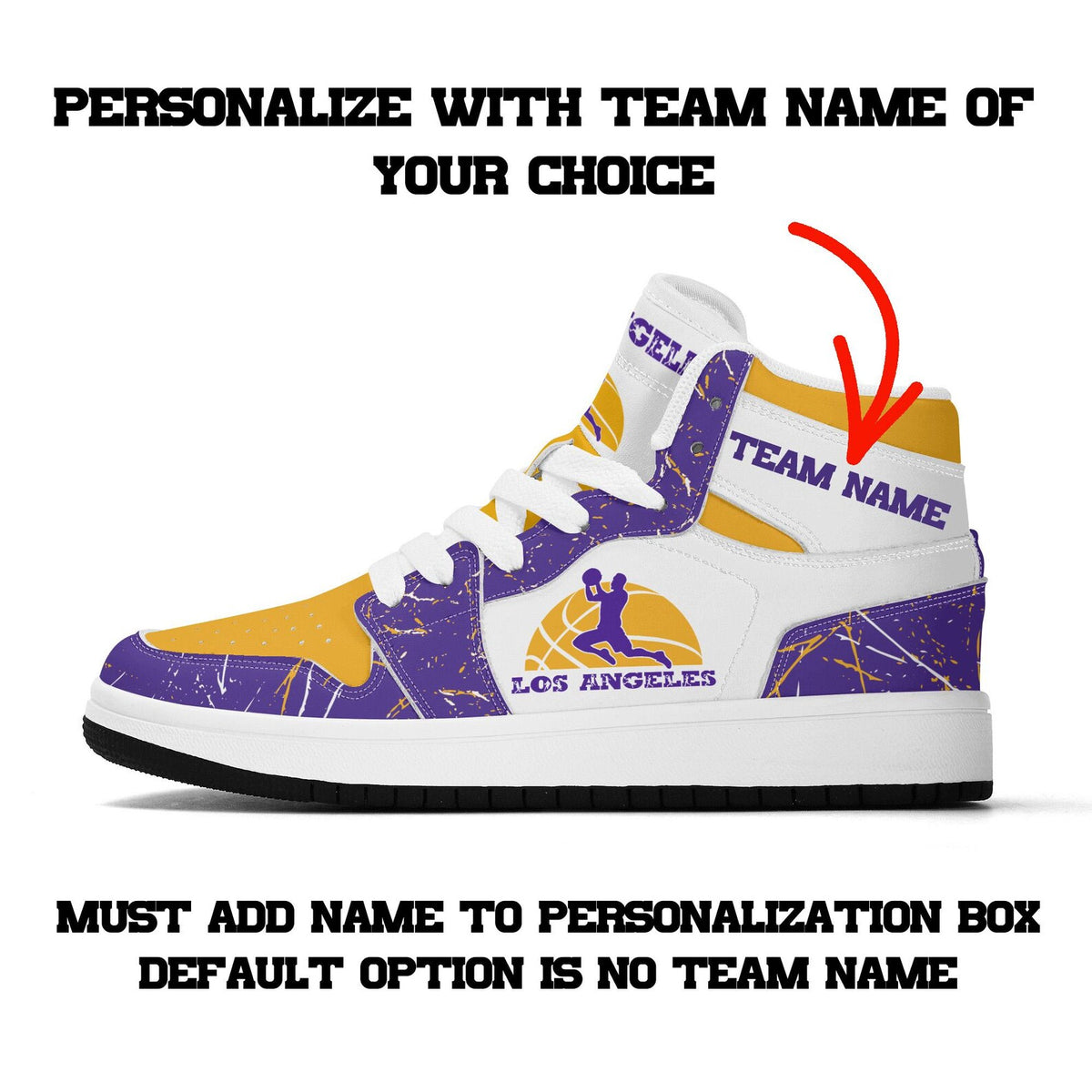 Los Angeles Basketball Team Sneakers for Men & Women Team Themed Basketball Sport Shoes Custom Sneakers LA Purple Gold Sneakers Gifts Unisex