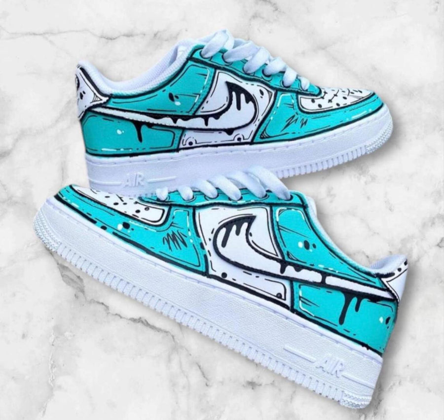 Custom Nike Air Force 1 Real and Black Comic Shoes – Hand Painted Cartoon Sneakers, Comic Style AF1, Unique Streetwear Art for Men & Women