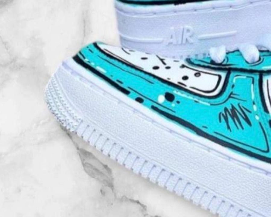 Custom Nike Air Force 1 Real and Black Comic Shoes – Hand Painted Cartoon Sneakers, Comic Style AF1, Unique Streetwear Art for Men & Women