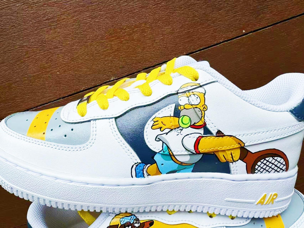 Hand Painted Air Force 1 Sneakers: Custom Simpson Cartoons
