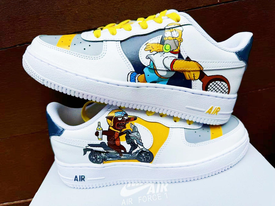 Hand Painted Air Force 1 Sneakers: Custom Simpson Cartoons