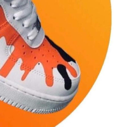 Nike Air Force One AF1 Orange and Black Drip Kids Children Adult Shoes