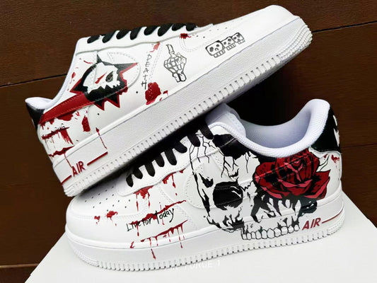 Custom Hand-Painted AF1 Air Force 1 Halloween Skull gift Design shoes personalized white sneakers