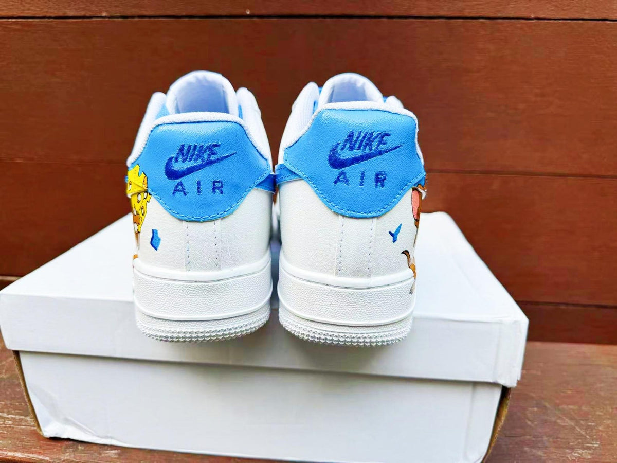 Hand Painted Tom Jerry Air Force 1 Sneakers: Custom Anime Shoes AF1 white personalized gift design wedding fashion trainers