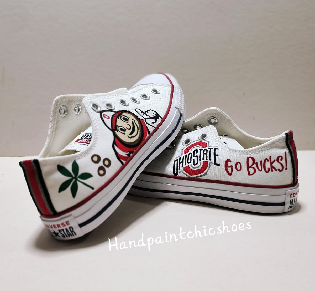 Hand-Painted Ohio State Converse: Custom Buckeyes Fan Sneakers