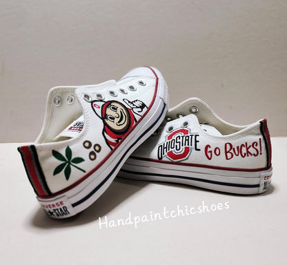 Hand-Painted Ohio State Converse: Custom Buckeyes Fan Sneakers