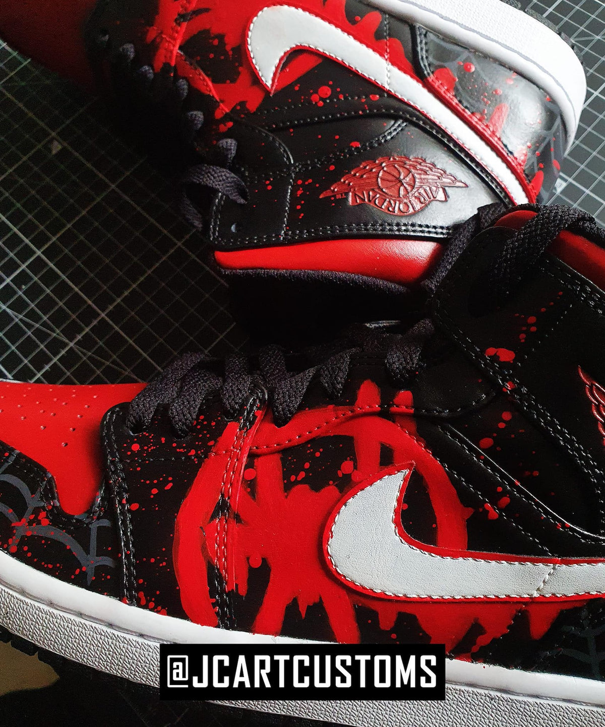 Custom Hand-Painted Miles Morales Spider-Verse Jordan 1 Sneakers – Streetwear Shoes