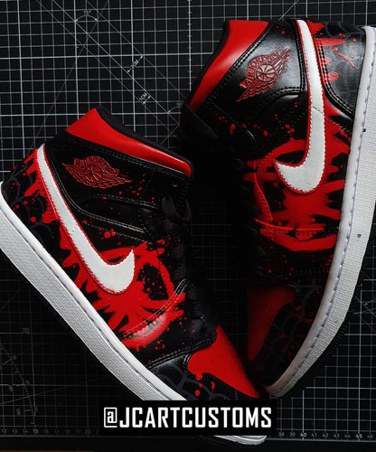 Custom Hand-Painted Miles Morales Spider-Verse Jordan 1 Sneakers – Streetwear Shoes