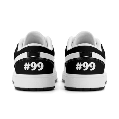 Custom Logo Sneakers | Personalized Low-Top Shoes in Orange & Black | Business Branding and Sports Fan Gift