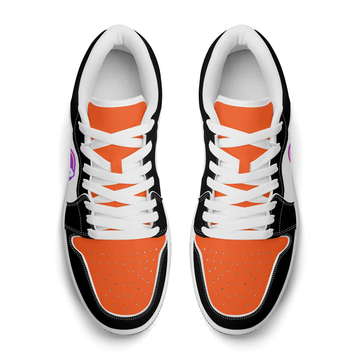 Custom Logo Sneakers | Personalized Low-Top Shoes in Orange & Black | Business Branding and Sports Fan Gift