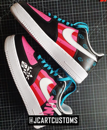 Custom Painted Jinx from the series, Unique high quality drawn shoes, Ideal for a gift, hero and villain vi, caityln arcane series kids gift