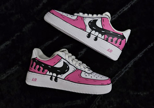 Custom Pink Cartoon Drip Air Force 1, Custom Drip Air Force 1, Custom Pink Air Force 1, Custom Cartoon Air Force 1, All Sizes Available