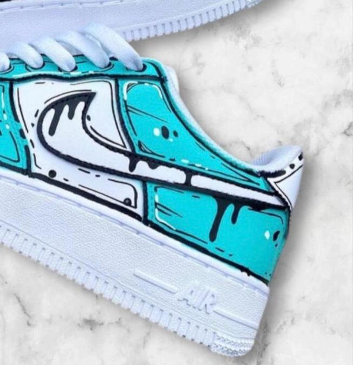 Custom Nike Air Force 1 Real and Black Comic Shoes – Hand Painted Cartoon Sneakers, Comic Style AF1, Unique Streetwear Art for Men & Women
