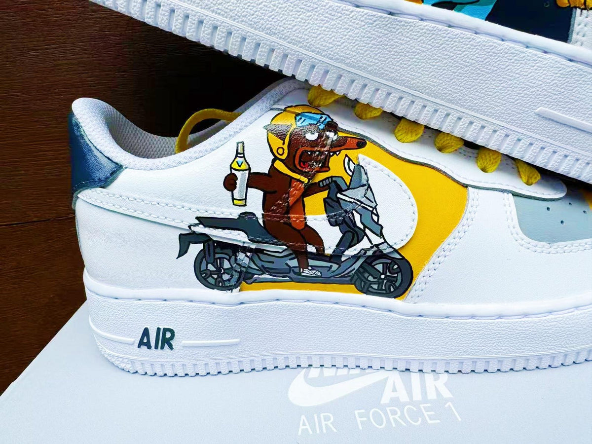 Hand Painted Air Force 1 Sneakers: Custom Simpson Cartoons