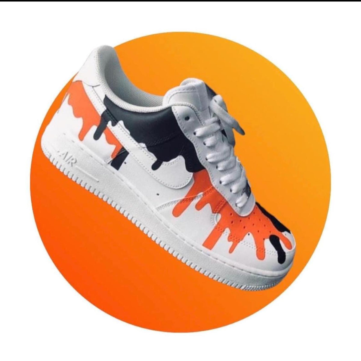 Nike Air Force One AF1 Orange and Black Drip Kids Children Adult Shoes