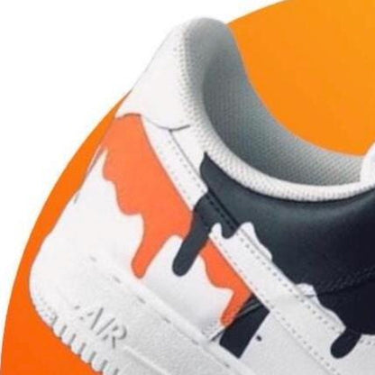 Nike Air Force One AF1 Orange and Black Drip Kids Children Adult Shoes