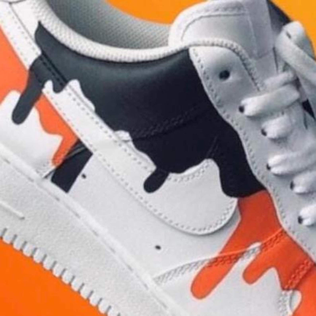 Nike Air Force One AF1 Orange and Black Drip Kids Children Adult Shoes