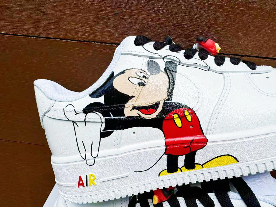 Hand Painted Air Force 1 Sneakers: Mickey  Minnie Mouse Cartoon Shoes AF1 white personalized gift design wedding fashion trainers anime shoe