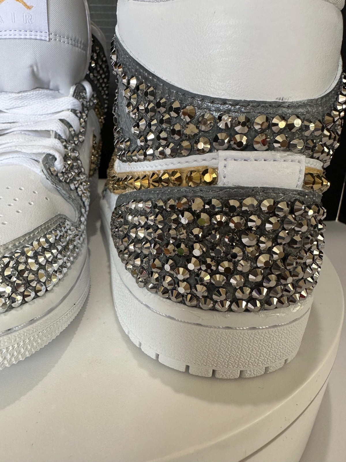 Silver Rhinestone Jordan 1, Custom bling Sneakers, Bedazzled Nikes