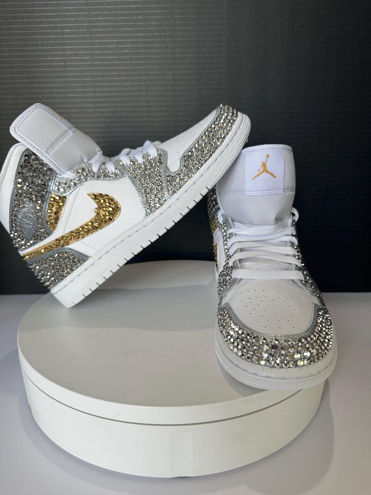 Silver Rhinestone Jordan 1, Custom bling Sneakers, Bedazzled Nikes