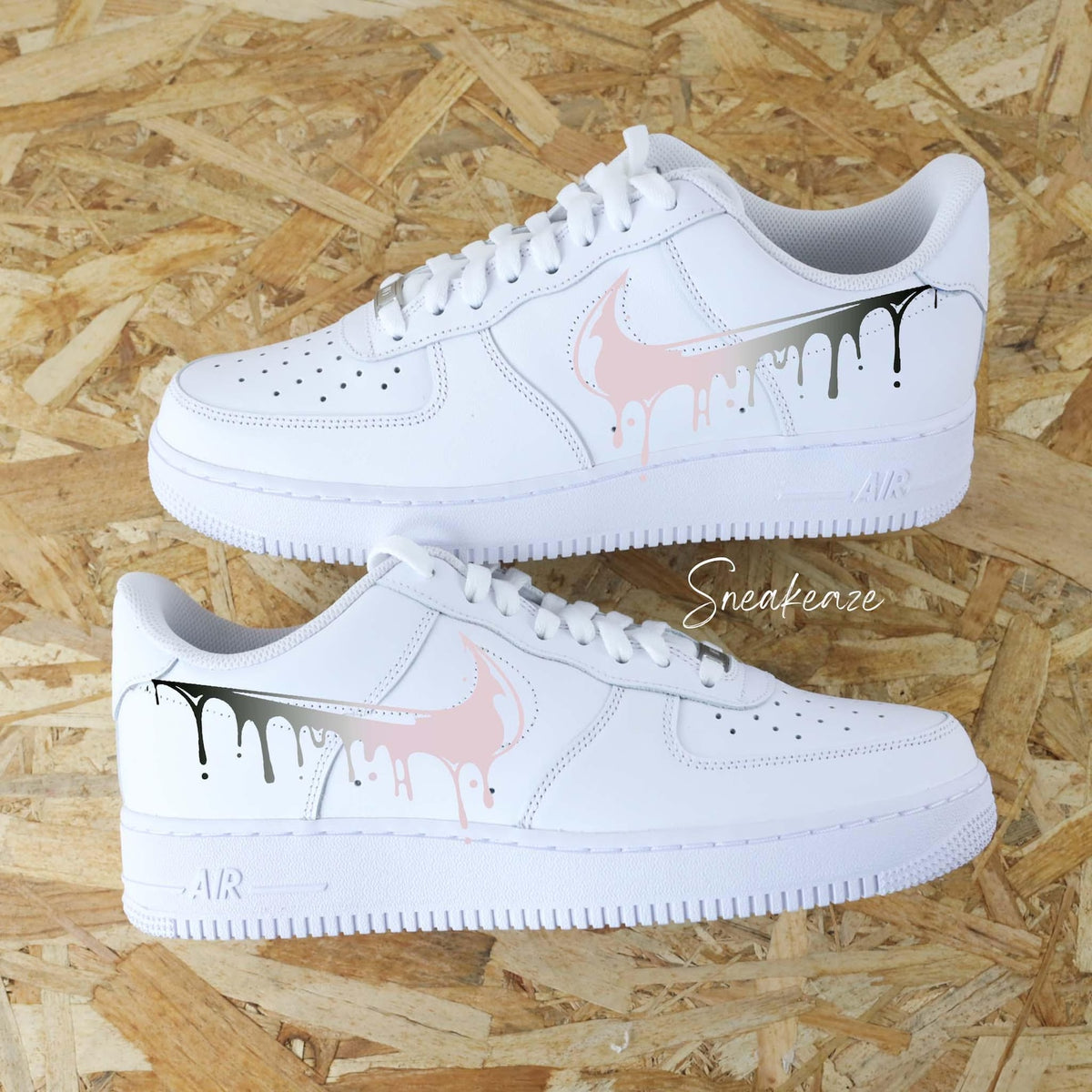 AF1 custom Air Force 1 Drip sneakers in a pastel gradient of pink, blue, and lilac with a flowing effect, unisex