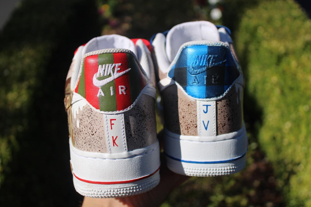 Custom Air Force 1 Horror Mask Sneakers | Hand Painted Slasher Style Shoes | Drip Effect AF1 | Halloween Streetwear Custom Kick