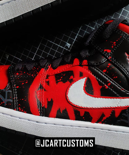 Custom Hand-Painted Miles Morales Spider-Verse Jordan 1 Sneakers – Streetwear Shoes