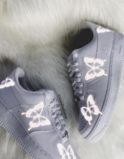 Women's Custom Sneakers Air Force Reflective Butterflies