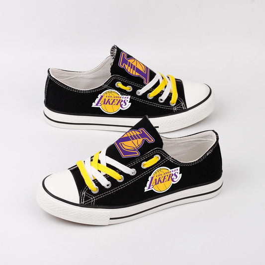 Personalized Team Logo Print Trainers, Custom Basketball Fan Sneakers, Durable Walking Shoes