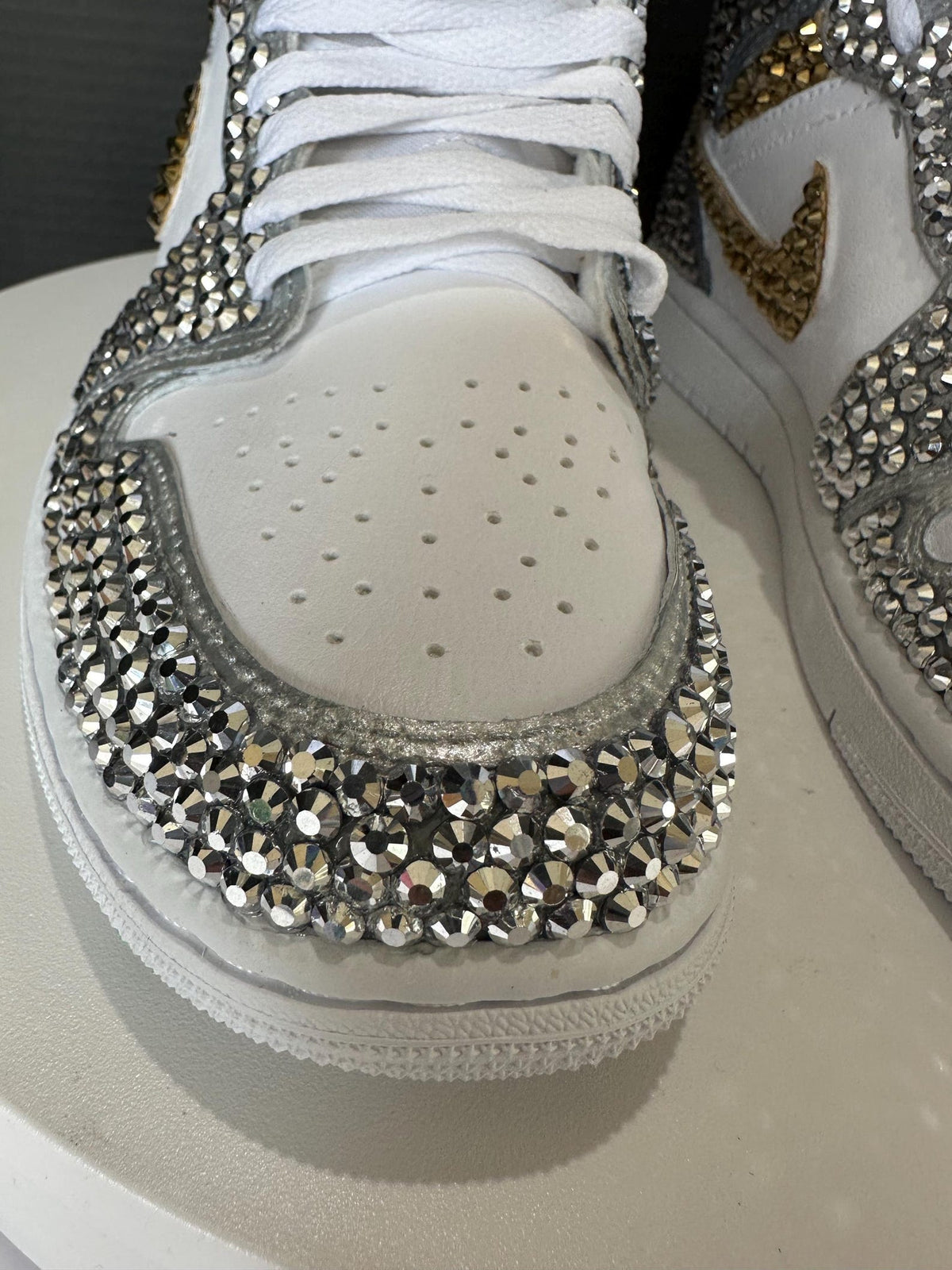 Silver Rhinestone Jordan 1, Custom bling Sneakers, Bedazzled Nikes