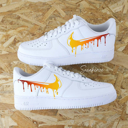 AF1 custom Air Force 1 Drip sneakers in a pastel gradient of pink, blue, and lilac with a flowing effect, unisex