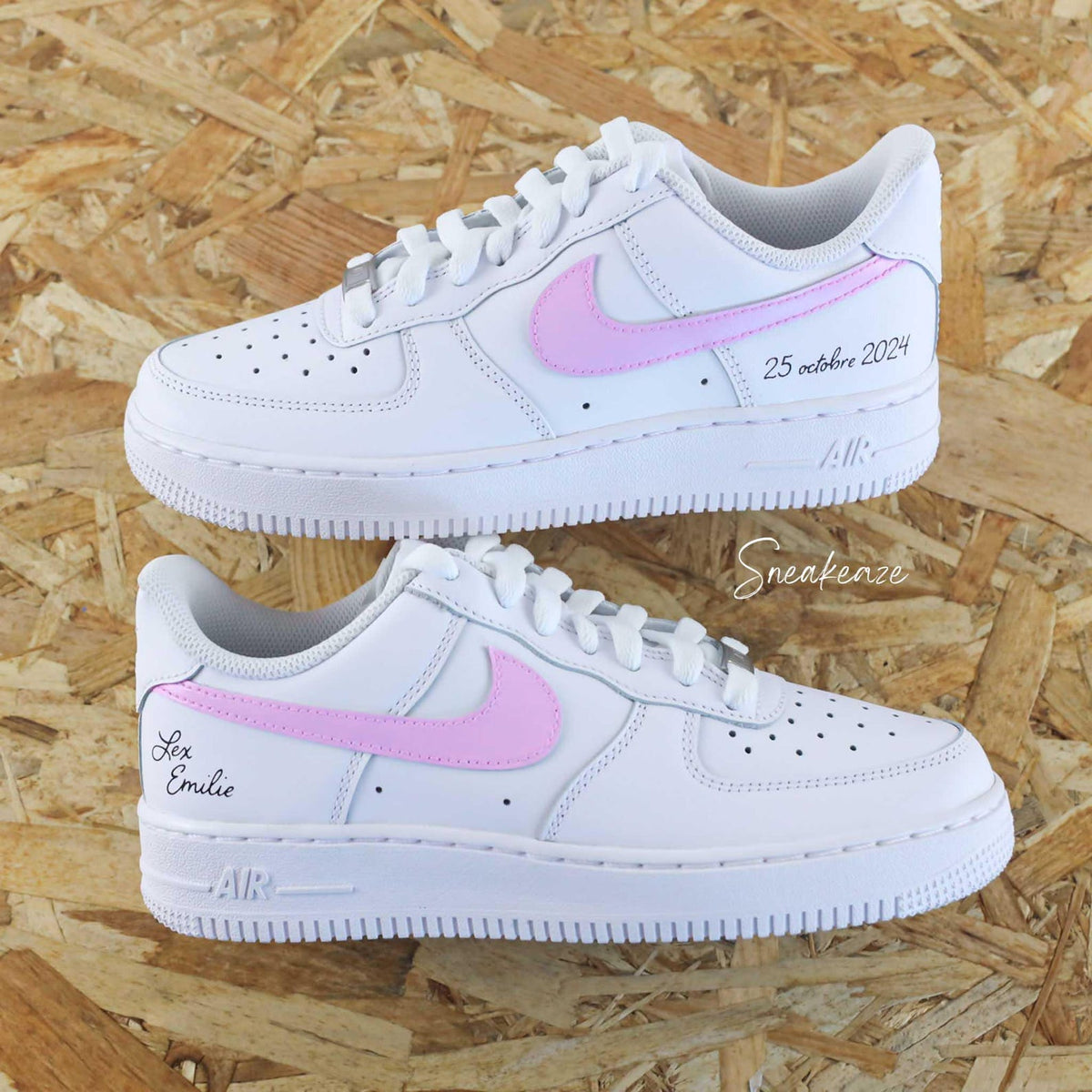 WEDDING - Hand-customized sneakers - Air Force 1 Custom - Wedding personalization with names and date, swoosh color of your choice, unisex