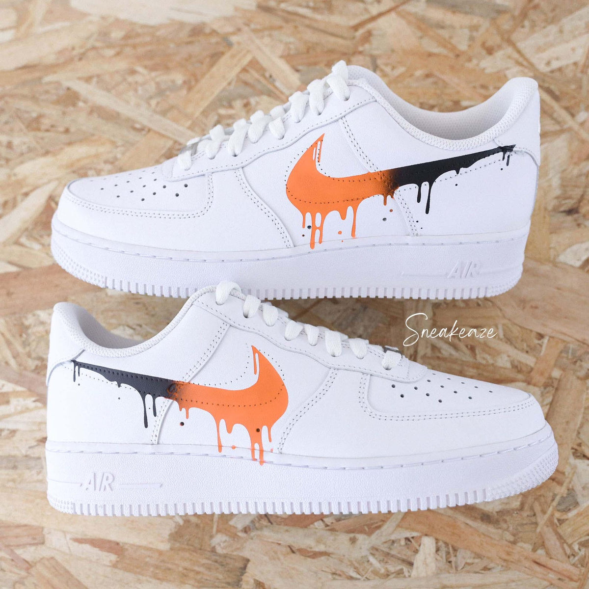 Air Force 1 custom Drip gradient neon pink and black color AF1 sneakers personalized flowing effect unisex