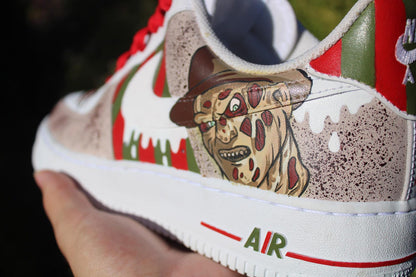 Custom Air Force 1 Horror Mask Sneakers | Hand Painted Slasher Style Shoes | Drip Effect AF1 | Halloween Streetwear Custom Kick