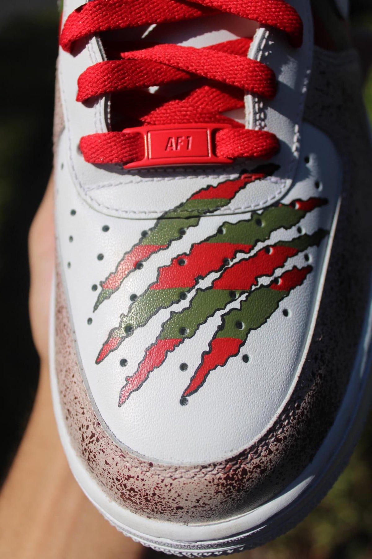 Custom Air Force 1 Horror Mask Sneakers | Hand Painted Slasher Style Shoes | Drip Effect AF1 | Halloween Streetwear Custom Kick