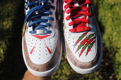 Custom Air Force 1 Horror Mask Sneakers | Hand Painted Slasher Style Shoes | Drip Effect AF1 | Halloween Streetwear Custom Kick