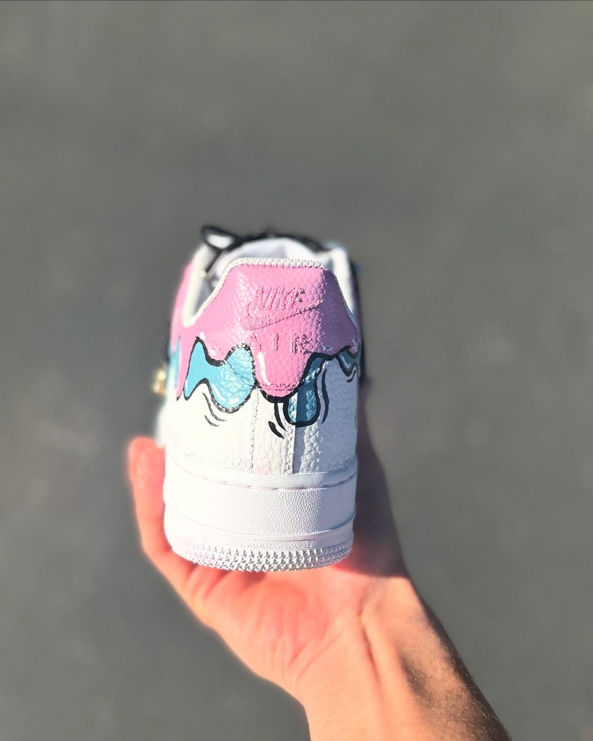 Custom Drip Air Force 1 Pastel Sneakers | Pink Blue Melt AF1 | Aesthetic Streetwear Shoes | Hand Painted Custom Kicks