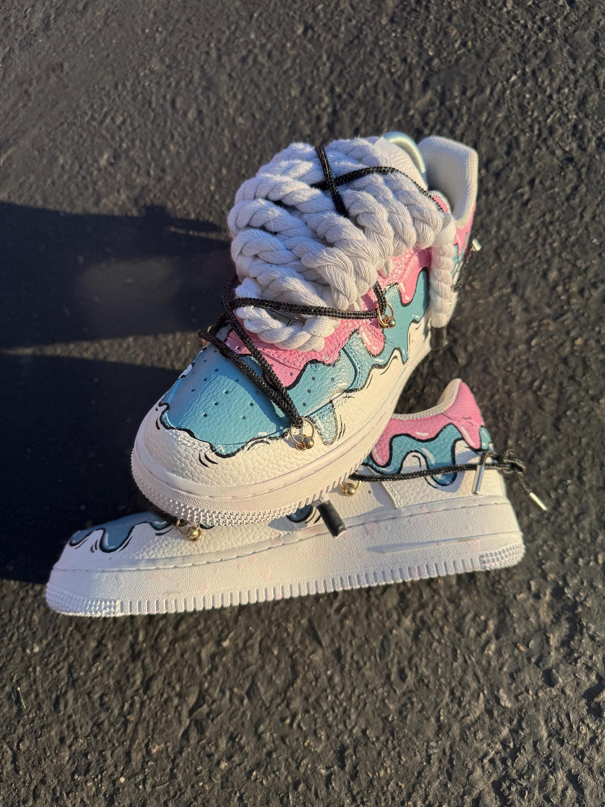 Custom Drip Air Force 1 Pastel Sneakers | Pink Blue Melt AF1 | Aesthetic Streetwear Shoes | Hand Painted Custom Kicks