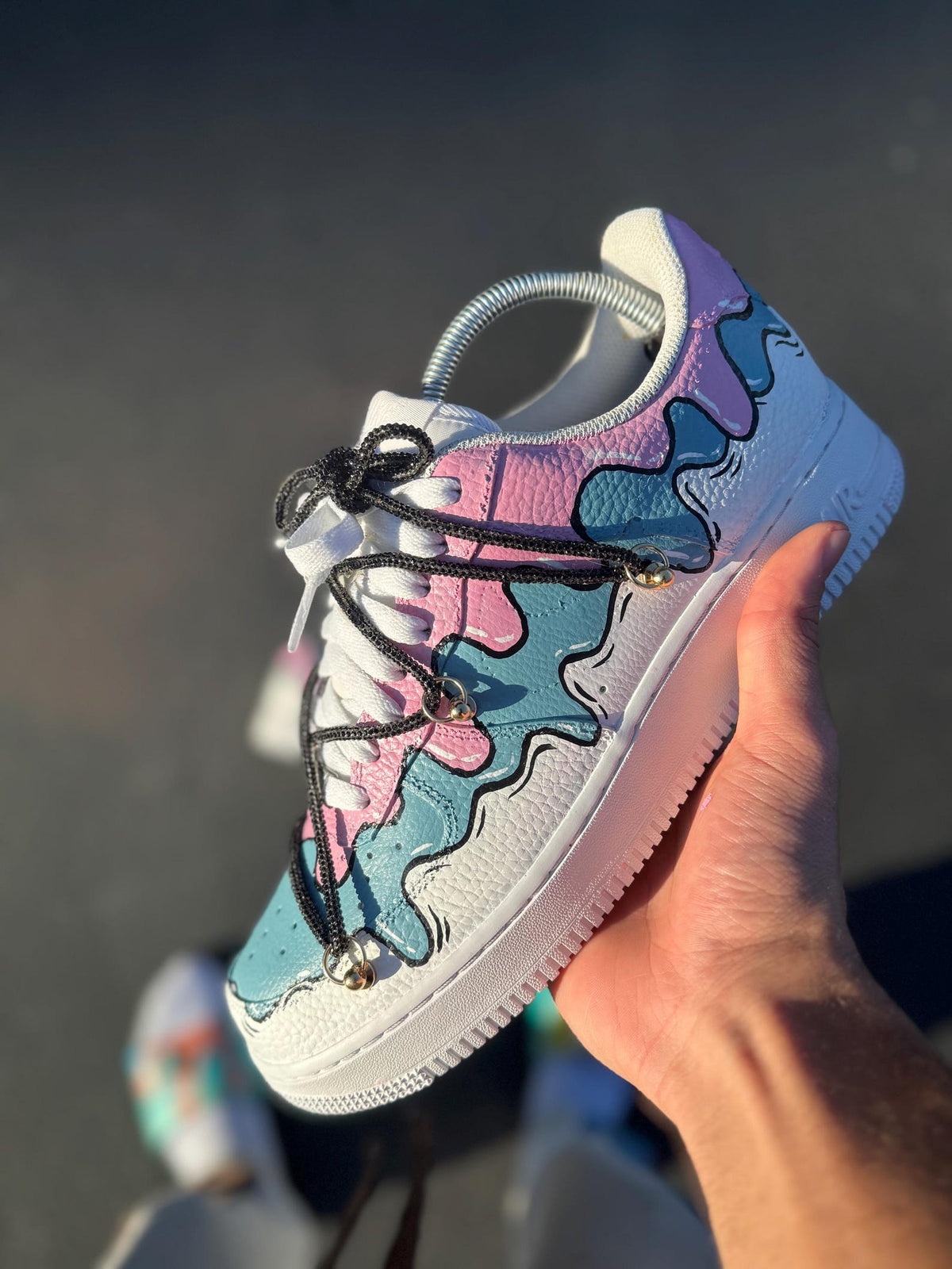 Custom Drip Air Force 1 Pastel Sneakers | Pink Blue Melt AF1 | Aesthetic Streetwear Shoes | Hand Painted Custom Kicks