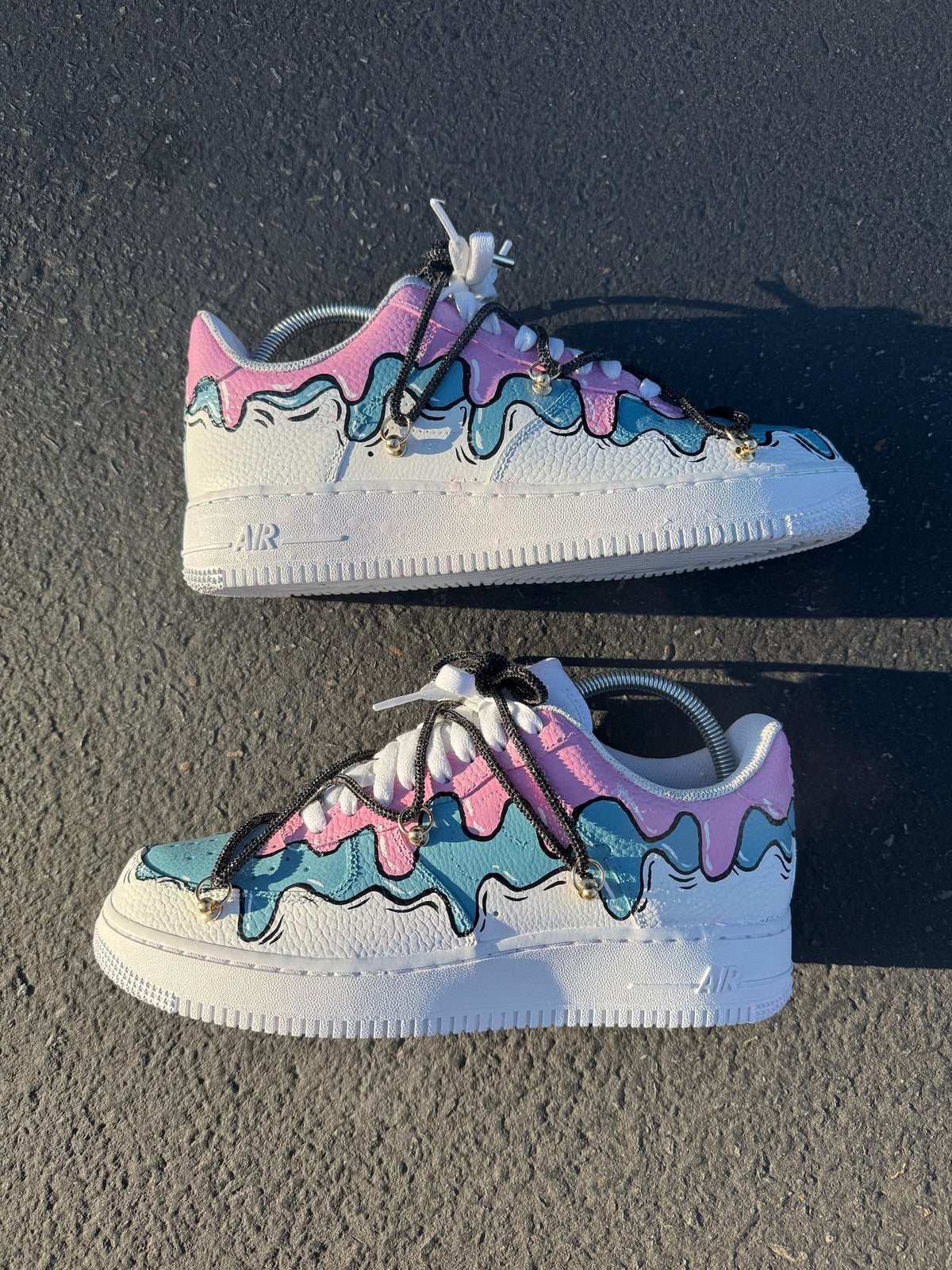 Custom Drip Air Force 1 Pastel Sneakers | Pink Blue Melt AF1 | Aesthetic Streetwear Shoes | Hand Painted Custom Kicks