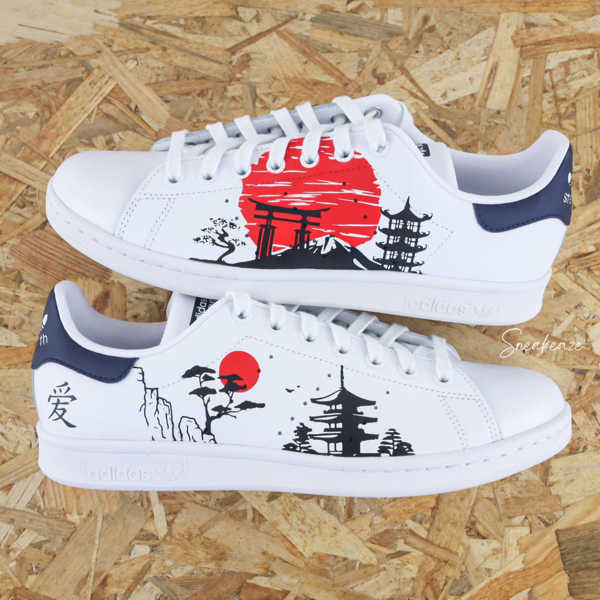 Custom Stan Smith - Custom Shoes - Hand Painted - Traditional Japanese Design Custom Kicks Japan