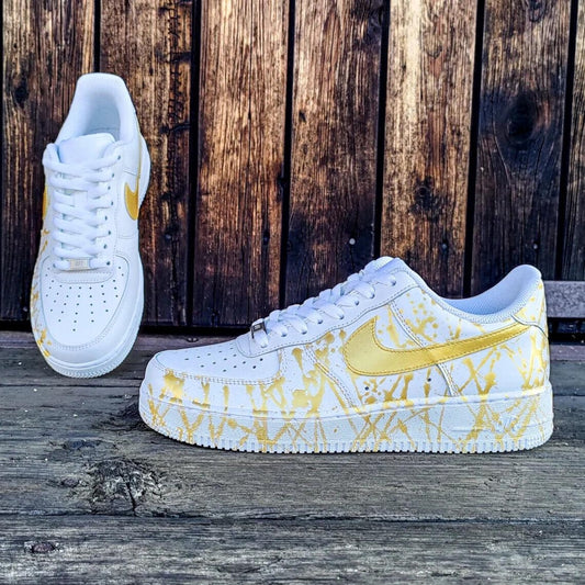 Custom Gold Splatter Air Force 1, Custom Air Force 1, Custom Gold Air Force 1, All Sizes Available