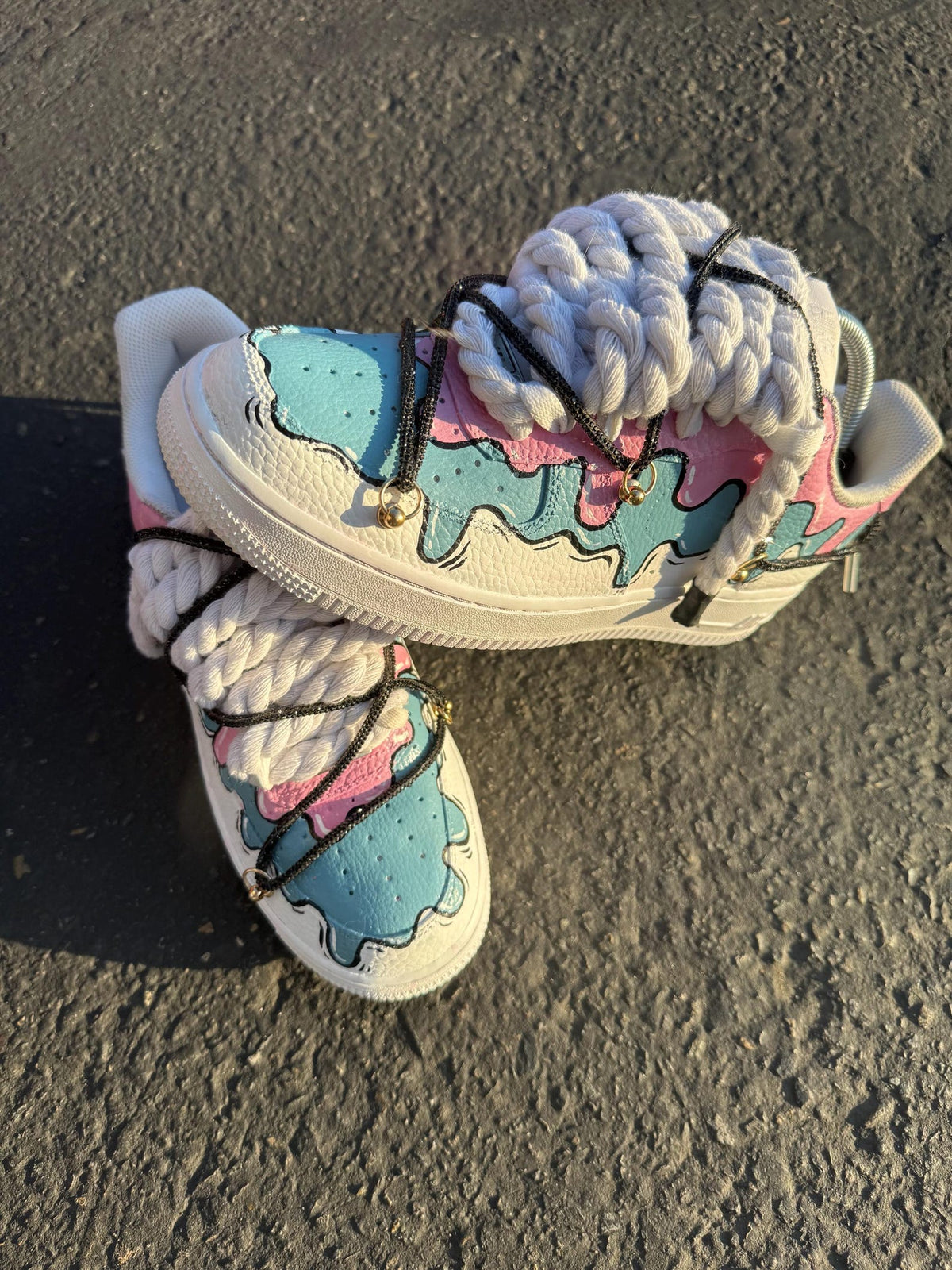 Custom Drip Air Force 1 Pastel Sneakers | Pink Blue Melt AF1 | Aesthetic Streetwear Shoes | Hand Painted Custom Kicks