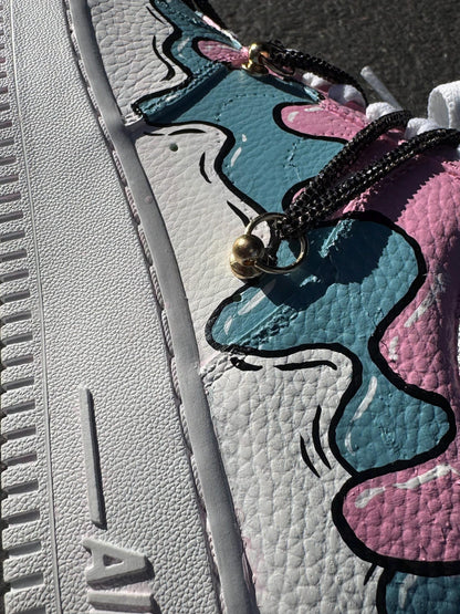 Custom Drip Air Force 1 Pastel Sneakers | Pink Blue Melt AF1 | Aesthetic Streetwear Shoes | Hand Painted Custom Kicks